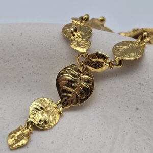 Kenzo – pozłacany naszyjnik vintage z motywem bluszczu, regulowana długość