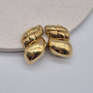 Asymetryczne vintage klipsy Celine – Złoto, lata 80./90.