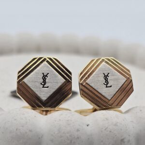 YVES SANT LAURENT - spinki do mankietów vintage zbliżenie