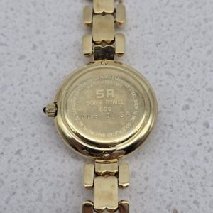 SONIA RYKIEL - złoty zegarek vintage na bransolecie tył zbliżenie