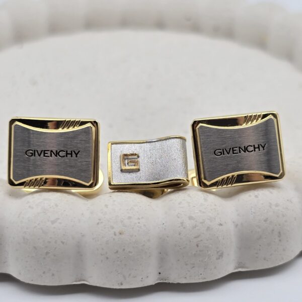 GIVENCHY - spinki i pin - komplet vintage zbliżenie