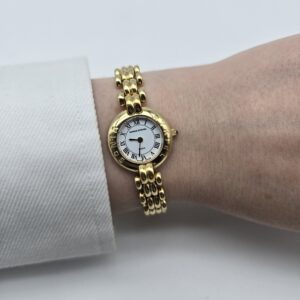 SONIA RYKIEL - złoty zegarek vintage na bransolecie na ręce