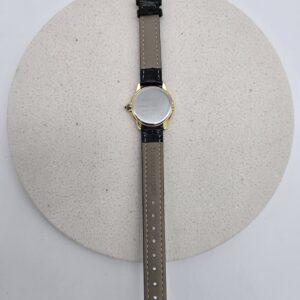 YVES SAINT LAURENT - złoty zegarek vintage na czarnym pasku widok na tył