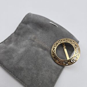 CHRISTIAN DIOR - złoty pierścień do apaszki z monogramem z woreczkiem