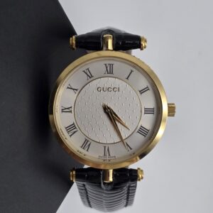 GUCCI - zegarek vintage na czarnym pasku