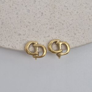 CHRISTIAN DIOR - złote klipsy vintage logowanie