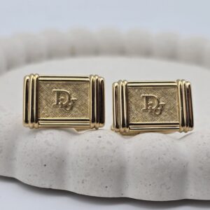 DIOR - złote spinki do mankietów vintage, srebro 925