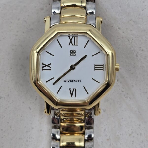 GIVENCHY - zegarek vintage, bikolor, oryginalne pudełko, 30mm, bransoleta