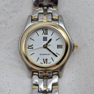 GIVENCHY - srebrno-złoty zegarek vintage na bransolecie