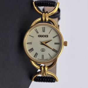 GUCCI - zegarek vintage na czarnym pasku