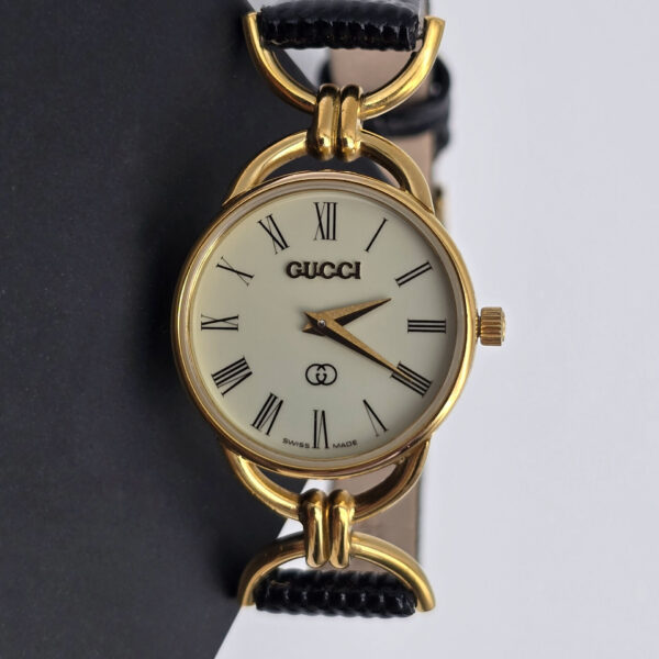 GUCCI - zegarek vintage na czarnym pasku