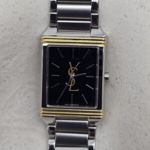 YVES SAINT LAURENT - prostokątny zegarek vintage na bransolecie
