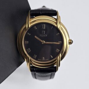 FENDI - złoty zegarek vintage z czarną tarczą