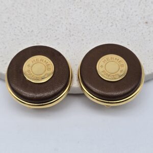 HERMÈS – brązowo-złote klipsy vintage