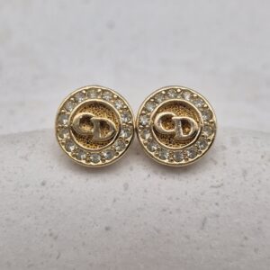 CHRISTIAN DIOR - kolczyki vintage z kryształkami i monogramem CD