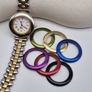 BURBERRY - srebrno-złoty zegarek vintage na bransolecie