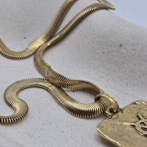 YSL - złoty naszyjnik vintage z zawieszką pozłacaną 24k złotem łańcuszek