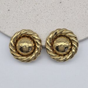 CELINE - efektowne złote klipsy vintage z 1991r widok na przód