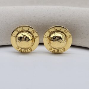 CELINE - złote klipsy vintage globusy zbliżenie