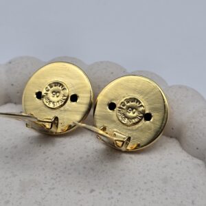 CELINE - złote klipsy vintage globusy zbliżenie na sygnaturę