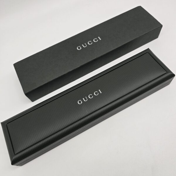GUCCI 6300L - kwadratowy zegarek vintage na brązowym pasku pudełka