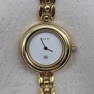 GUCCI - złoty zegarek vintage z wymiennymi bezelami