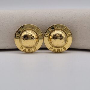 CELINE - złote klipsy vintage globusy