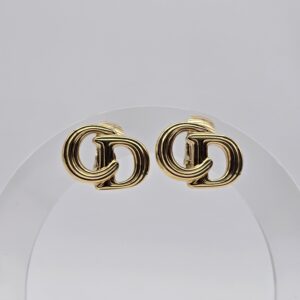 CHRISTIAN DIOR - minimalistyczne klipsy vintage z monogramem CD