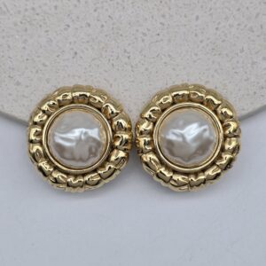 GIVENCHY - złote klipsy vintage z perłą