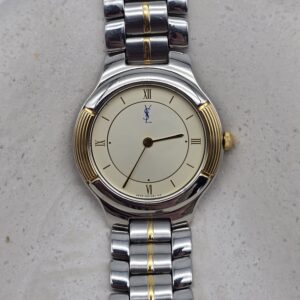 YSL - dwukolorowy zegarek vintage na bransolecie