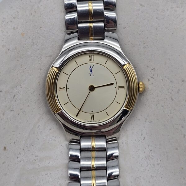 YSL - dwukolorowy zegarek vintage na bransolecie