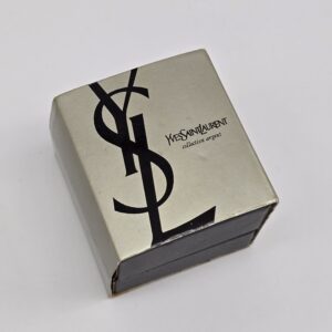 YSL - srebrny pierścionek vintage z kryształkami opakowanie