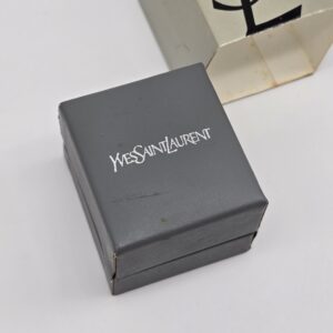 YSL - srebrny pierścionek vintage z kryształkami pudełko
