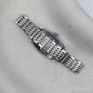 LONGINES EVIDENZA - srebrny zegarek vintage na bransolecie widok na tył