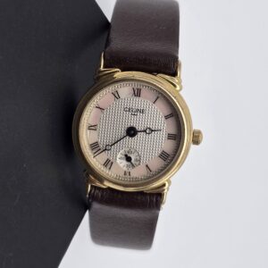 CELINE - złoty zegarek vintage z perłowym wykończeniem