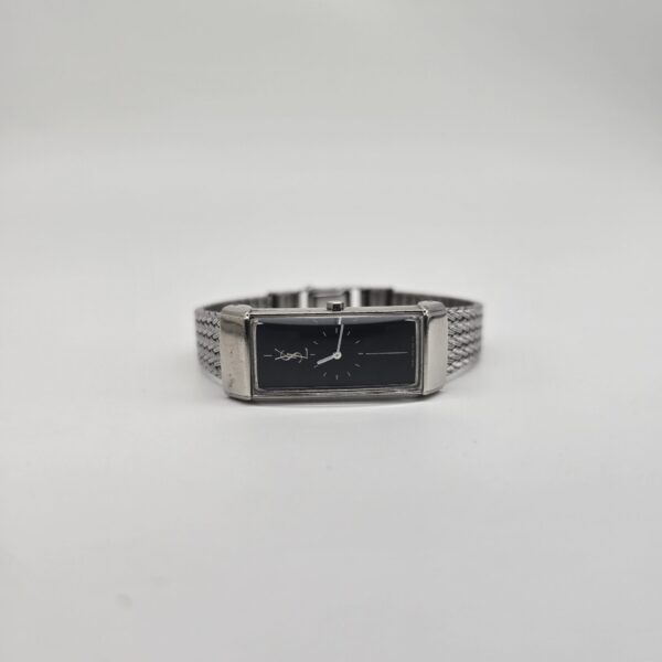 YSL - srebrny zegarek vintage widok z boku