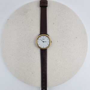 HERMÈS ARCEAU - zegarek vintage na brązowym pasku widok na przód