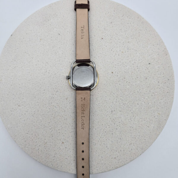 HERMÈS ARCEAU - zegarek vintage na brązowym pasku widok na tył
