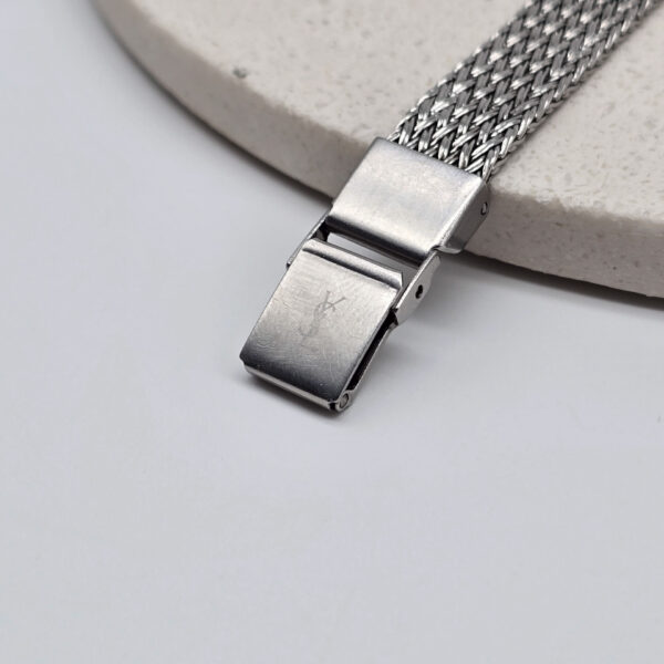 YSL - srebrny zegarek vintage detaL