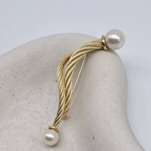 CHRISTIAN DIOR - złota vintage broszka z perłami