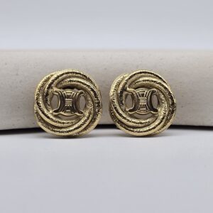 CELINE - złote klipsy vintage z motywem Triomphe