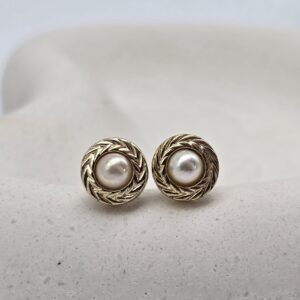 CHRISTIAN DIOR - delikatne złote klipsy vintage z perłą