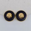 HERMÈS PARIS - złote okrągłe klipsy vintage z czarną skórą