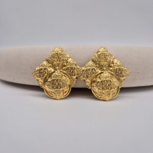 YSL - złote bogato zdobione klipsy vintage