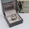 YSL - srebrny pierścionek vintage z kryształkami