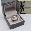 YSL - srebrny pierścionek vintage z kryształkami