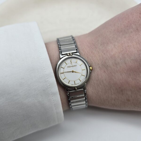 YSL - srebrny zegarek vintage na ręce