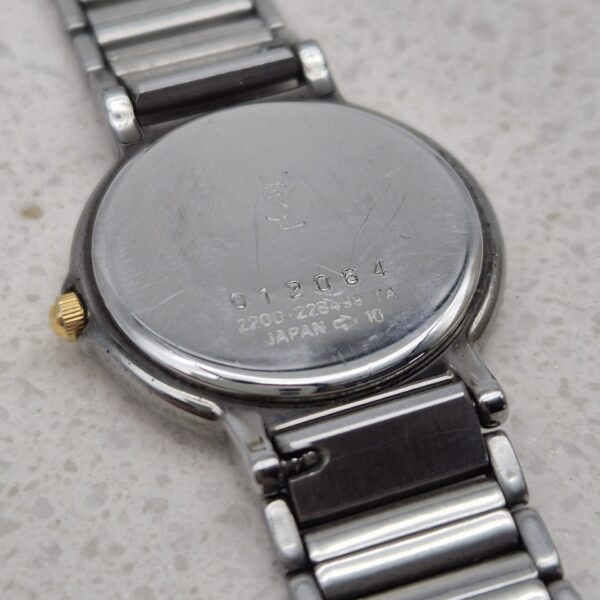YSL - srebrny zegarek vintage detal