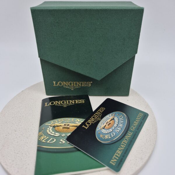 Longines – złoty zegarek vintage w pudełku karty