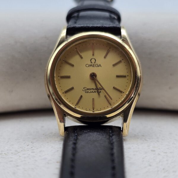 OMEGA SEAMASTER - złoty zegarek vintage widok z przodu
